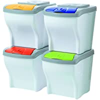 Bama Poker - Conjunto de 4 cubos modulares para la basura- 20 Litros